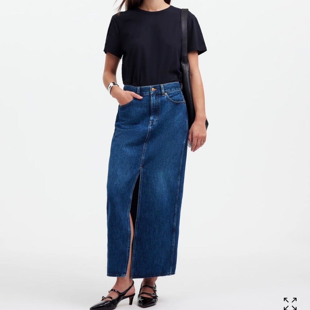 Madewell Denim Front-Slit Midi/Maxi Skirt in Kincord wash Size 29